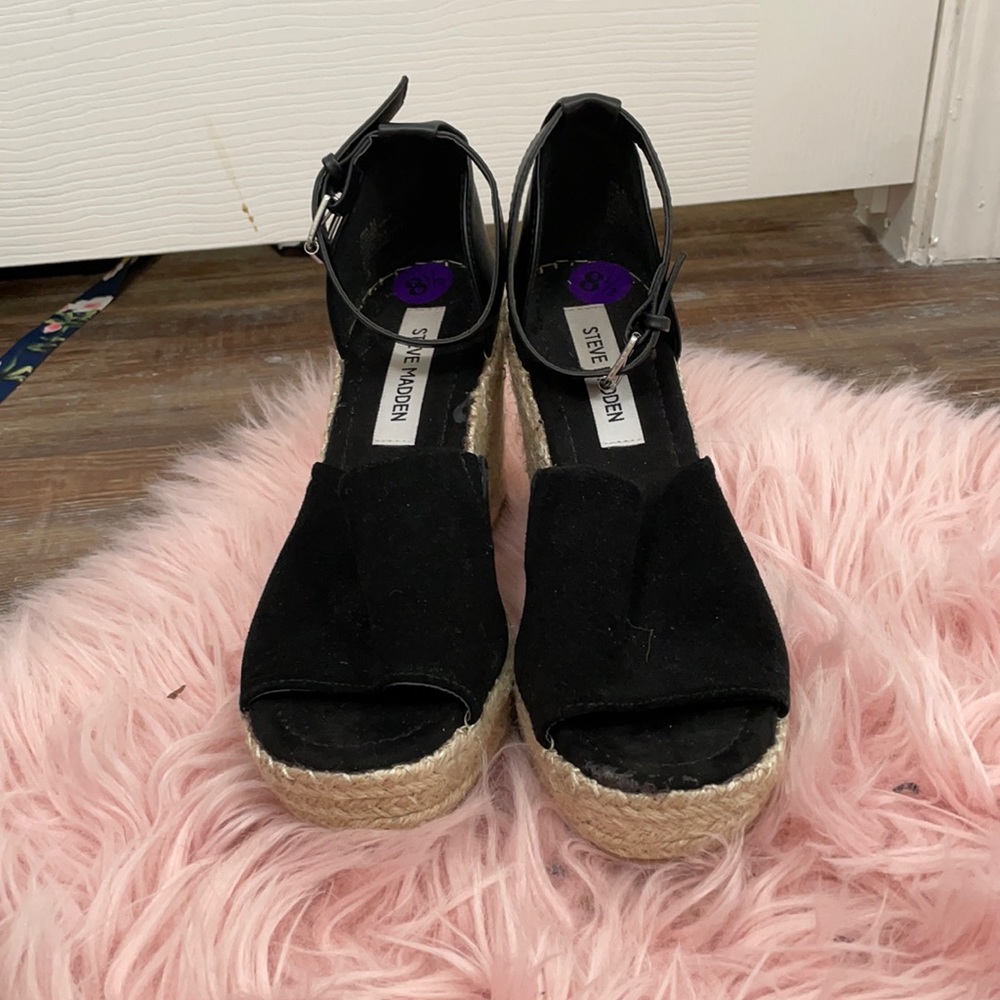 Black Steve Madden Espadrille Wedge